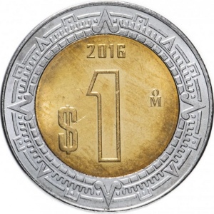 Реверс монеты Мексика, 1 песо, 1996-2026