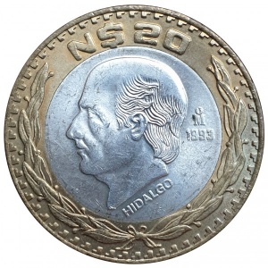 Реверс монеты Мексика, 20 новых песо, 1993-1995