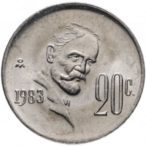 Реверс монеты Мексика, 20 сентаво, 1974-1983