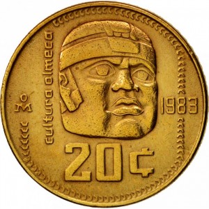 Реверс монеты Мексика, 20 сентаво, 1983-1984