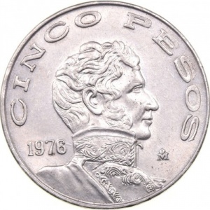 Реверс монеты Мексика, 5 песо, 1971-1978
