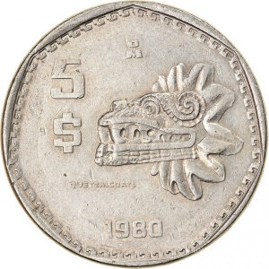Реверс монеты Мексика, 5 песо, 1980-1985