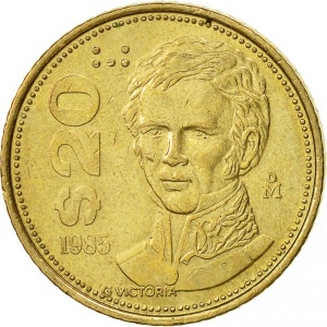 Реверс монеты Мексика, 20 песо, 1985-1990