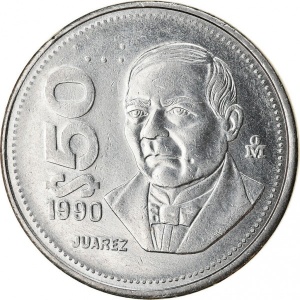Реверс монеты Мексика, 50 песо, 1988-1992