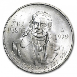 Реверс монеты Мексика, 100 песо, 1977-1979