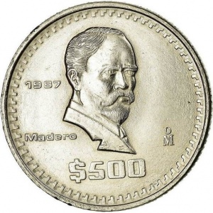 Реверс монеты Мексика, 500 песо, 1986-1992