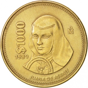 Реверс монеты Мексика, 1000 песо, 1988-1992