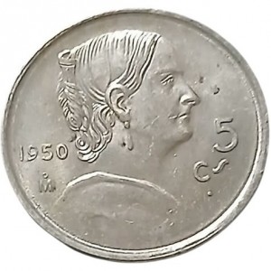 Реверс монеты Мексика, 5 сентаво, 1950