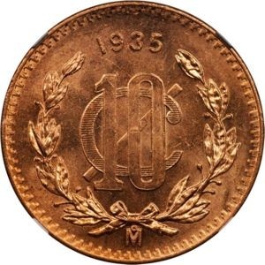 Реверс монеты Мексика, 10 сентаво, 1919-1935