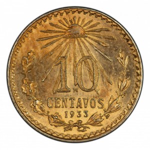 Реверс монеты Мексика, 10 сентаво, 1925-1935