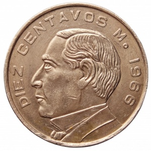 Реверс монеты Мексика, 10 сентаво, 1955-1967