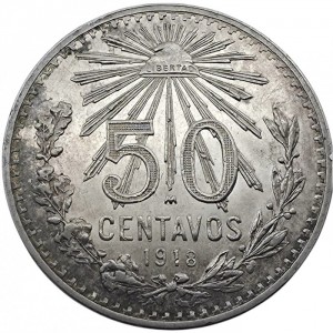 Реверс монеты Мексика, 50 сентаво, 1905-1918