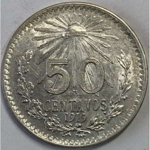 Реверс монеты Мексика, 50 сентаво, 1918-1919