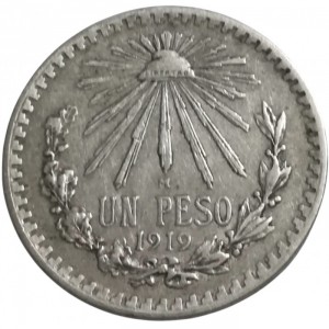 Реверс монеты Мексика, 1 песо, 1918-1919