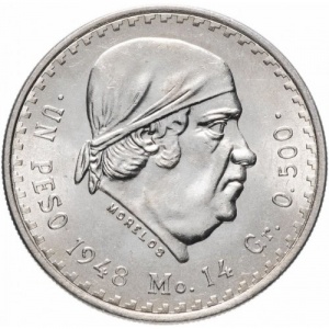 Реверс монеты Мексика, 1 песо, 1947-1949