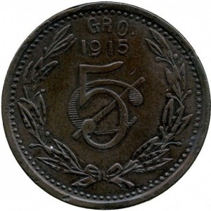 Реверс монеты Мексика, 5 сентаво, 1915