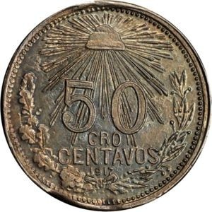Реверс монеты Мексика, 50 сентаво, 1917