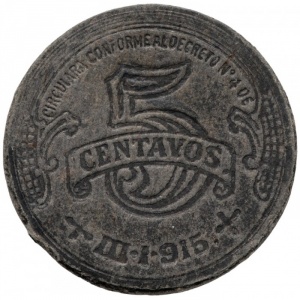 Реверс монеты Мексика, 5 сентаво, 1915