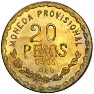 Реверс монеты Мексика, 20 песо, 1915