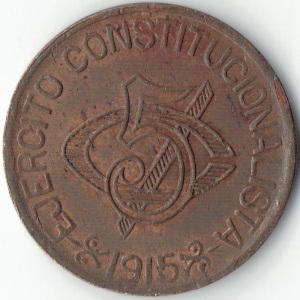 Реверс монеты Мексика, 5 сентаво, 1914-1915
