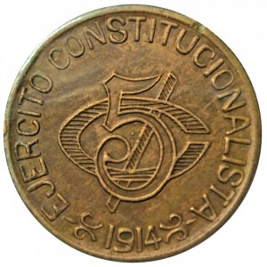 Реверс монеты Мексика, 5 сентаво, 1914-1915