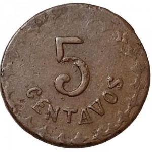 Реверс монеты Мексика, 5 сентаво, 1914