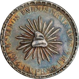 Реверс монеты Мексика, 1 песо, 1914