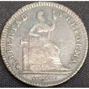 Аверс монеты Мексика, 1 сентаво, 1863