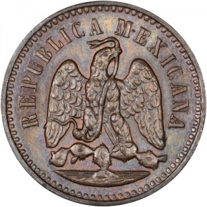 Аверс монеты Мексика, 1 сентаво, 1869-1897