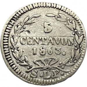 Реверс монеты Мексика, 5 сентаво, 1863-1870