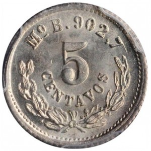 Реверс монеты Мексика, 5 сентаво, 1869-1897