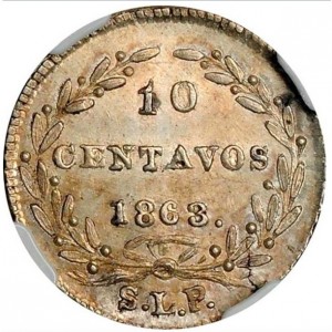 Реверс монеты Мексика, 10 сентаво, 1863-1870