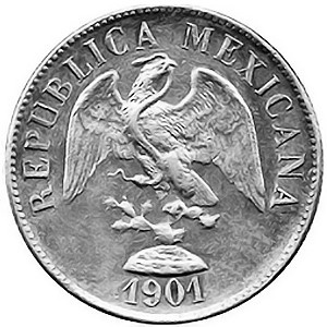 Аверс монеты Мексика, 20 сентаво, 1898-1905