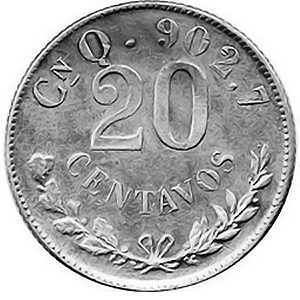Реверс монеты Мексика, 20 сентаво, 1898-1905