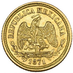 Аверс монеты Мексика, 5 песо, 1870-1905
