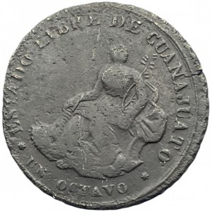 Аверс монеты Мексика, ⅛ реала, 1829-1830
