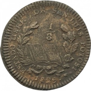 Аверс монеты Мексика, ⅛ реала, 1829-1859