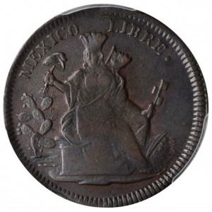 Аверс монеты Мексика, ¼ реала, 1828-1860