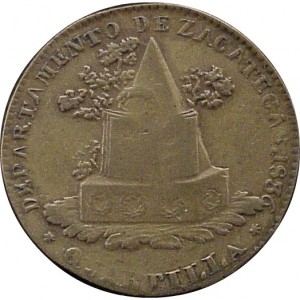 Аверс монеты Мексика, ¼ реала, 1836-1846