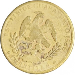 Аверс монеты Мексика, ¼ реала, 1856-1857