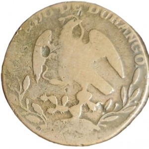 Аверс монеты Мексика, ¼ реала, 1858