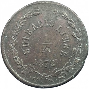 Реверс монеты Мексика, ¼ реала, 1872