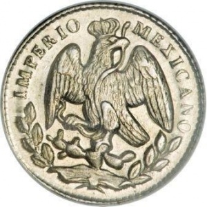 Аверс монеты Мексика, 5 сентаво, 1864-1866