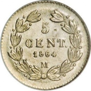 Реверс монеты Мексика, 5 сентаво, 1864-1866