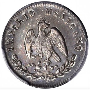 Аверс монеты Мексика, 10 сентаво, 1864-1866