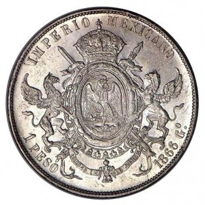 Реверс монеты Мексика, 1 песо, 1866-1867