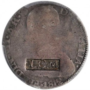 Аверс монеты Мексика, 8 реалов, 1811-1821, Надчекан "LCM" на монете KM# 111