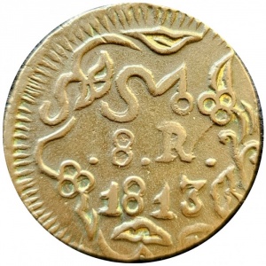 Реверс монеты Мексика, 8 реалов, 1811-1814, Монета повстанцев, Медь /коричневый цвет/