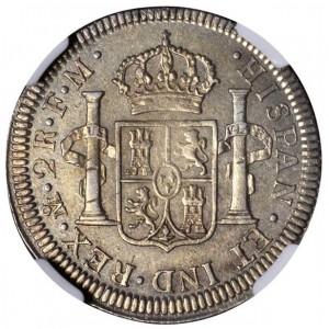 Реверс монеты Мексика, 2 реала, 1790