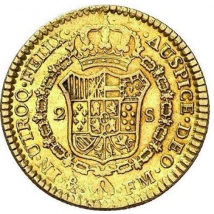 Реверс монеты Мексика, 2 эскудо, 1789-1790
